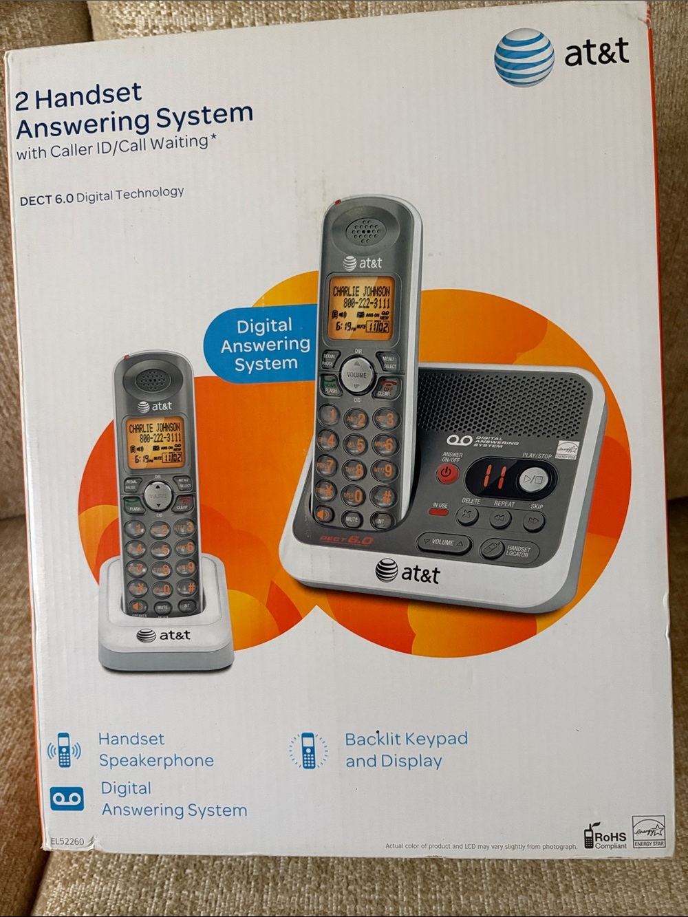 AT&T Silver 2-Handset Digital Answering System with Caller ID